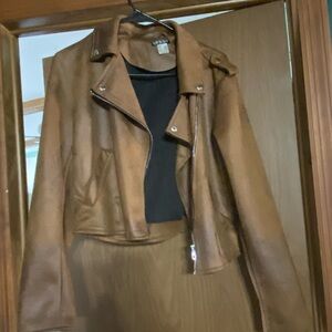 Women’s faux MOTO jacket brown